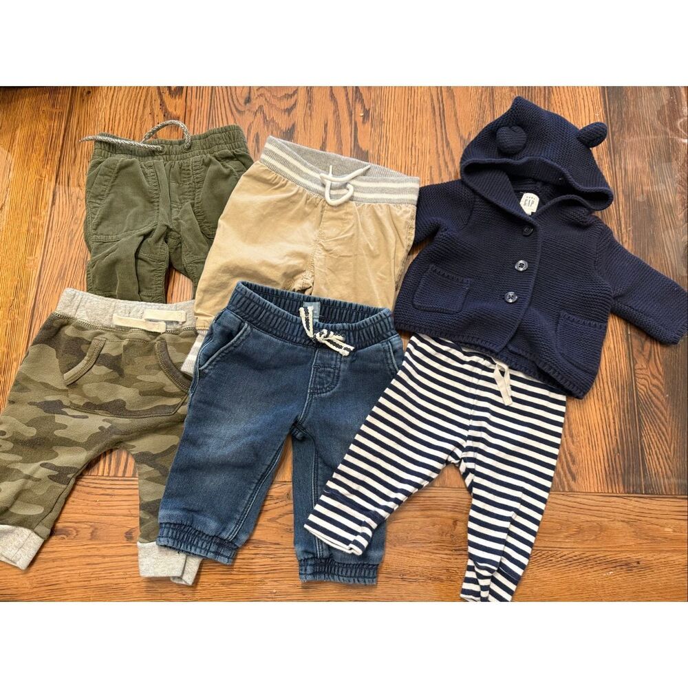 Lot of 6 Baby Gap Multicolor‎ Hooded Cardigan Jacket and Pants Size 3-6 Months